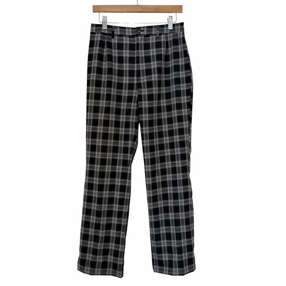 Reformation Pants - Reformation Black White Plaid Deadstock Fabric Franklin Pants Sz 6